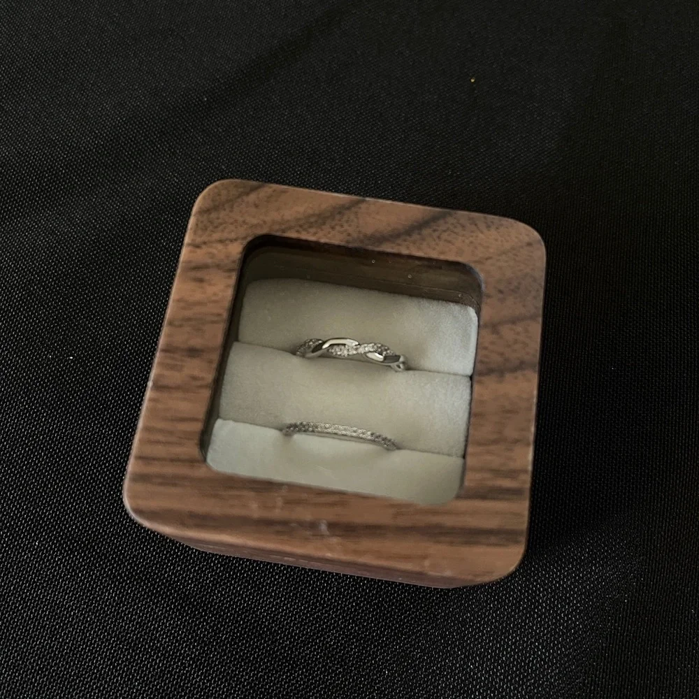 Wood Ring Box With See-Through Top Window